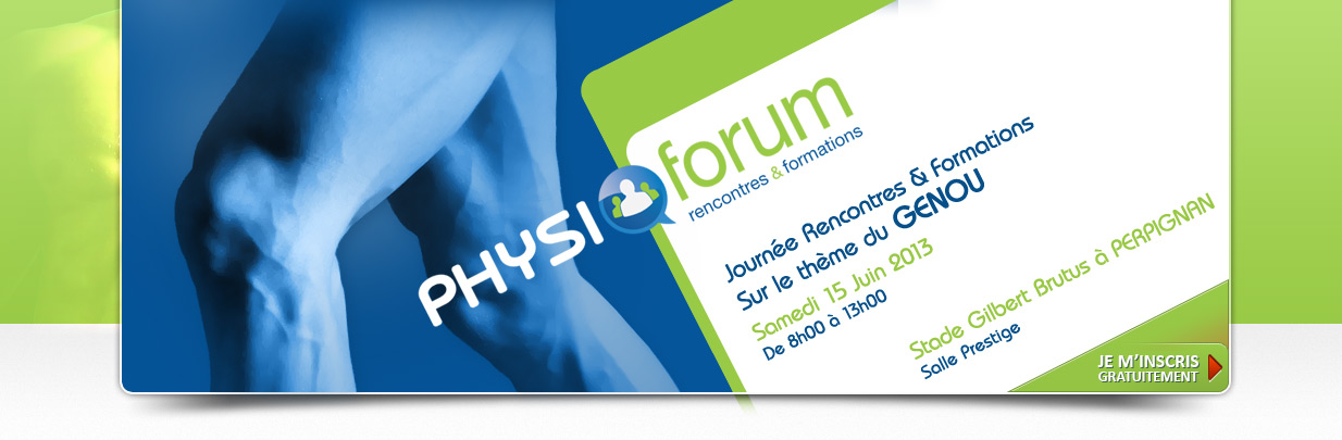 Inscrivez gratuitement au PhysioForum ! Journée rencontres et formations sur le thème de l'Epaule le Samedi 22 Mars 2012 au Stade Aime Giral à Perpignan